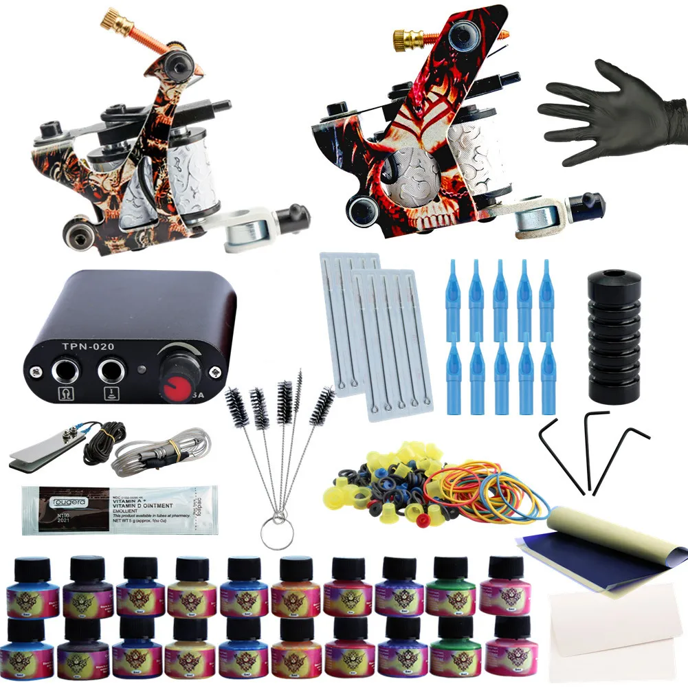 

Phoenixy Completed Tattoo Kit Tattoo Machine Set Beginner Tattoo Kit Permanent Make Up 20 Colors Tattoo Ink Set Professional