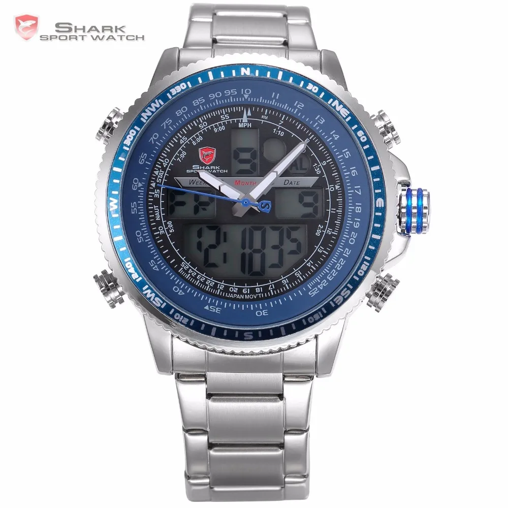 Prix pour Winghead REQUIN Sport Montre Bleu LCD Analogique Date Alarme Chronographe Bracelet En Acier Inoxydable Quartz Horloge Hommes Numérique Montres/SH326N Prix pour Winghead REQUIN Sport Montre Bleu LCD Analogique Date Alarme Chronographe Bracelet En Acier Inoxydable Quartz Horloge Hommes Numérique Montres/SH326N