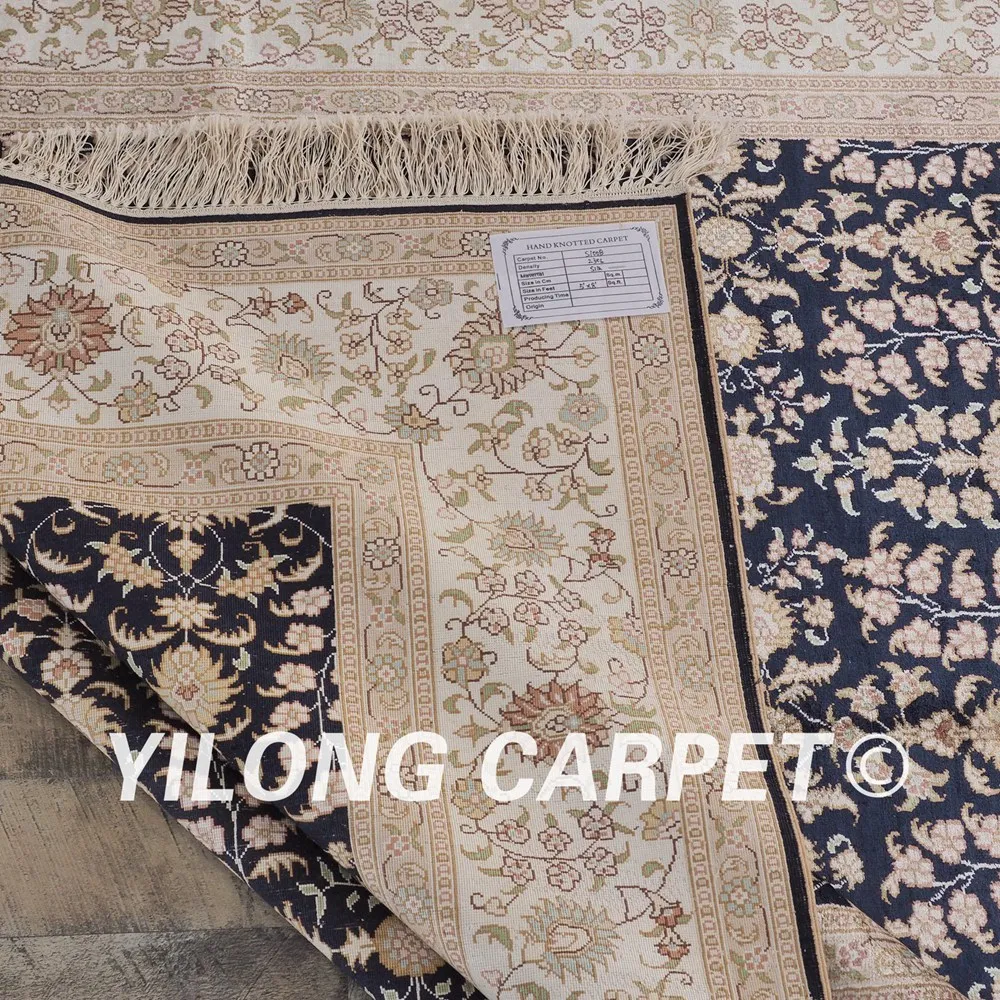 YILONG 5'x8' ручной работы Шелковый персидский дизайн украшения дома ковер синий ковер(SL100B5x8