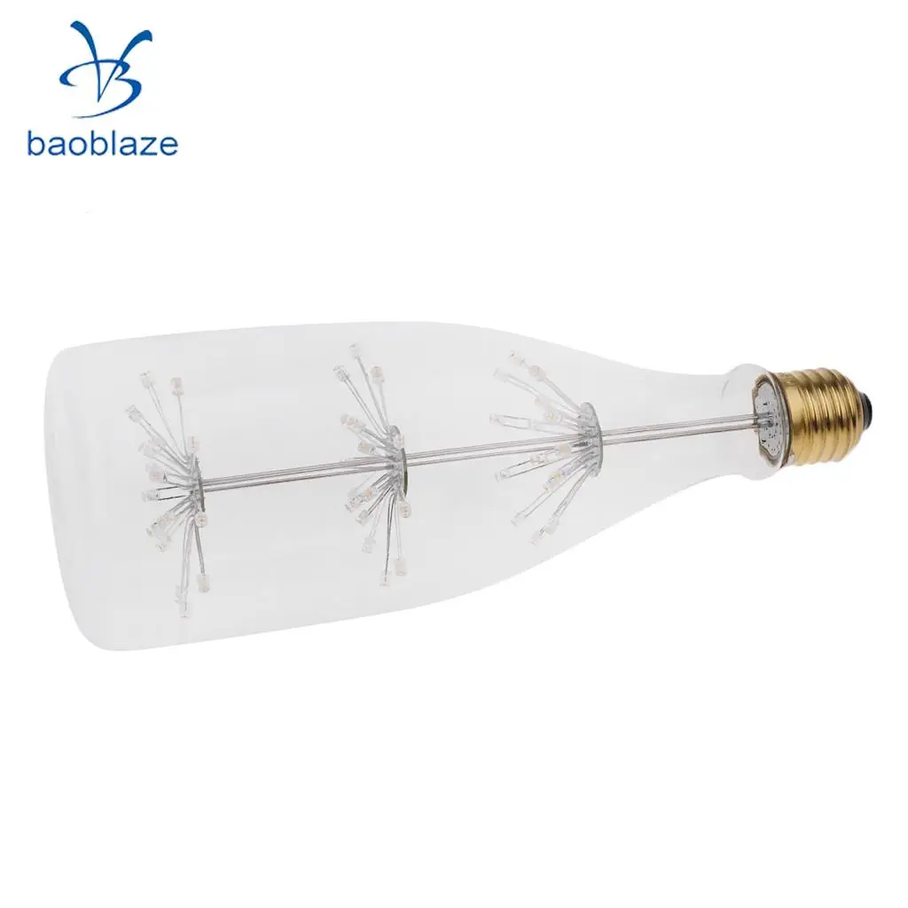 Vintage Light Bulb Tungsten Filament Amber Clear Glass 3Watts 220V E27 Base