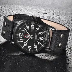 Часы оптом Для мужчин в стиле милитари спортивные подарки часы Для мужчин s Повседневное модные кожаные Дата Wristwatchs Винтаж дизайнерские