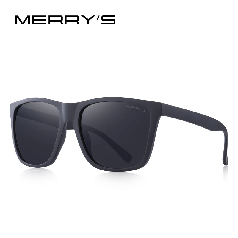 MERRY'S Men Polarized Sunglasses Male Driving Shades Classic Sun Glasses For Men Spuare Mirror Summer UV400 Oculos S3007 - Цвет линз: C03 Matte black