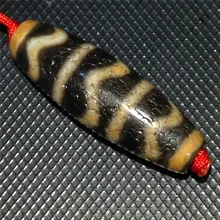 181102-1 Античный Состаренный натуральный агат водная волна Тибетский ДЗИ бисер мощный амулет античный коллекционный настоящий Тибетский бисер сертификат