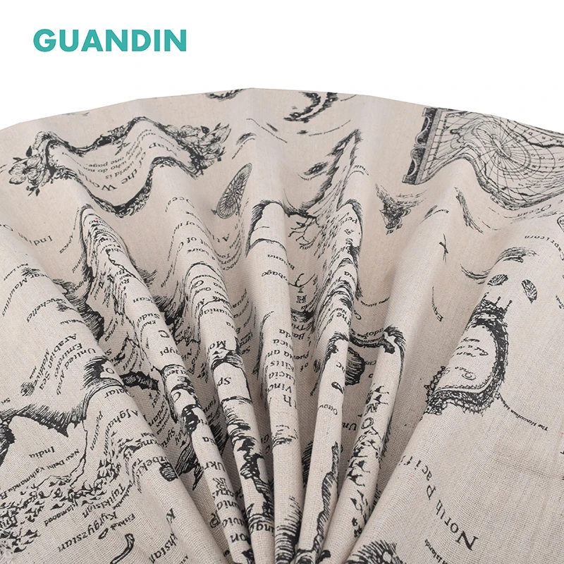 Ткань из хлопка и льна с принтом GUANDIN для шитья своими руками дивана скатерти