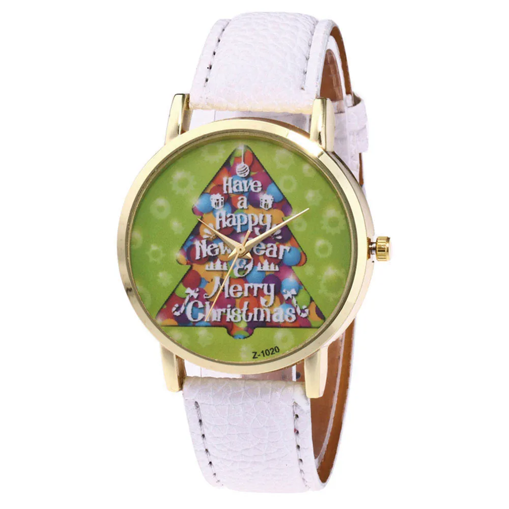 Леди PU роскошные кожаные часы Стекло зеркало смотреть 1 шт. кожаный ремешок елки Рождественский подарок для друзей Reloj de navidad a80
