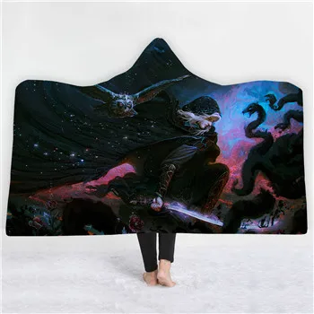 3D животное Монстр с капюшоном одеяло Шерпа флис Сова носимый плюшевый плед на кровать диван толстый теплый - Цвет: Абрикосовый