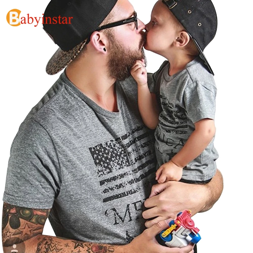 Babyinstar/Одинаковая одежда для папы и сына летняя футболка с рисунком американского