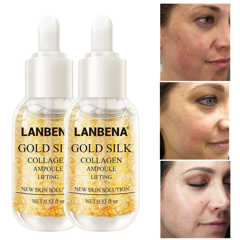 

LANBENA 1pcs Gold Silk Face Serum Moisturizing Essence Anti-wrinkle Whitening Cream Skin Care Lifting Firming Anti-aging