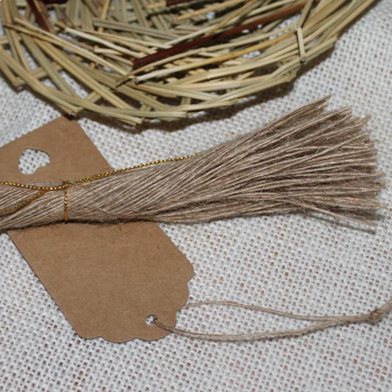 

200 pcs/lot Brown string for Paper Tags rope 100%linen kraft Cords for hang tag