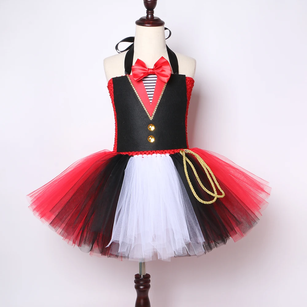 Платье-пачка «Цирк рингмастер»; нарядное платье из тюля для девочек; Детские платья для дня рождения для девочек; карнавальный костюм на Хэллоуин