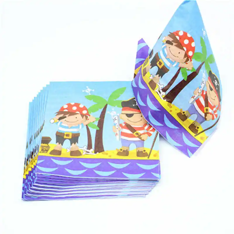 Пиратская мультяшная морская тематика для мальчиков и девочек, принадлежности для дня рождения, одноразовая посуда, украшение для детского душа - Цвет: Napkin 10PCS