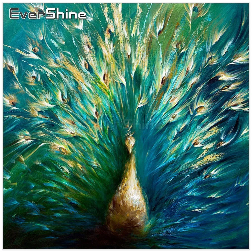 

EverShine Diamond Mosaic Peacock Pictures Of Rhinestones Full Square Diamond Painting Cross Stitch Diamond Embroidery Wall Decor