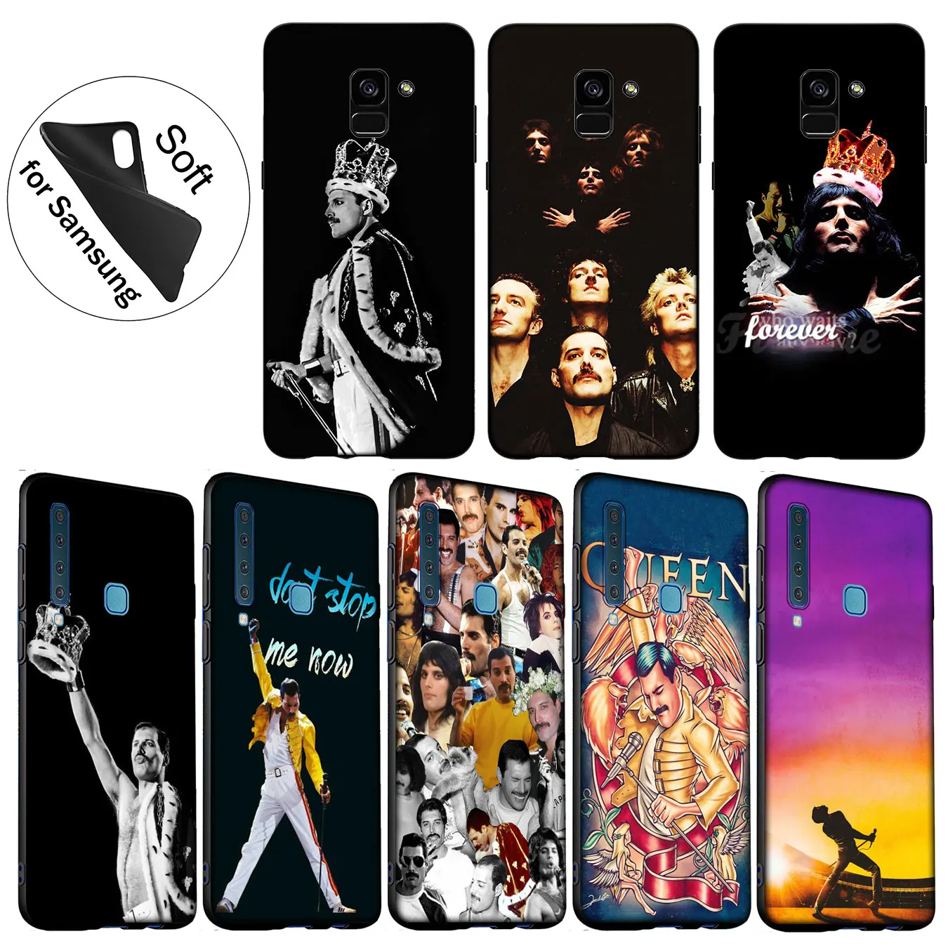 IYICAO Queen Freddie Mercury Soft Silicone Cover Case for Samsung Galaxy A6 A9 A8 A7 2018 A3 A5 2016 2017 Note 9 8 10 Plus Lite |