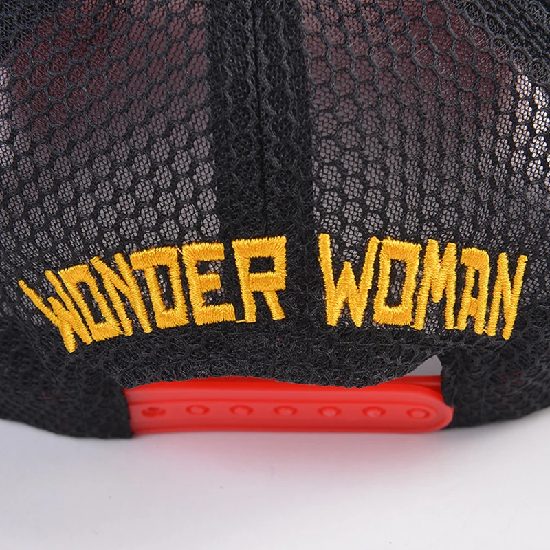Women Baseball Cap Snapback Wonder Woman Mesh Hat Red Headwear Curved Bill Summer Adjustable Outdoor Accessory (1)