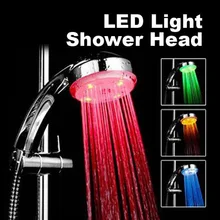 7 Cambio de Color ahorro de Agua de Mano de Colores LED Cabezal de Ducha Rociador de Ducha del Baño del Grifo Sola Ronda Accesorios de Baño