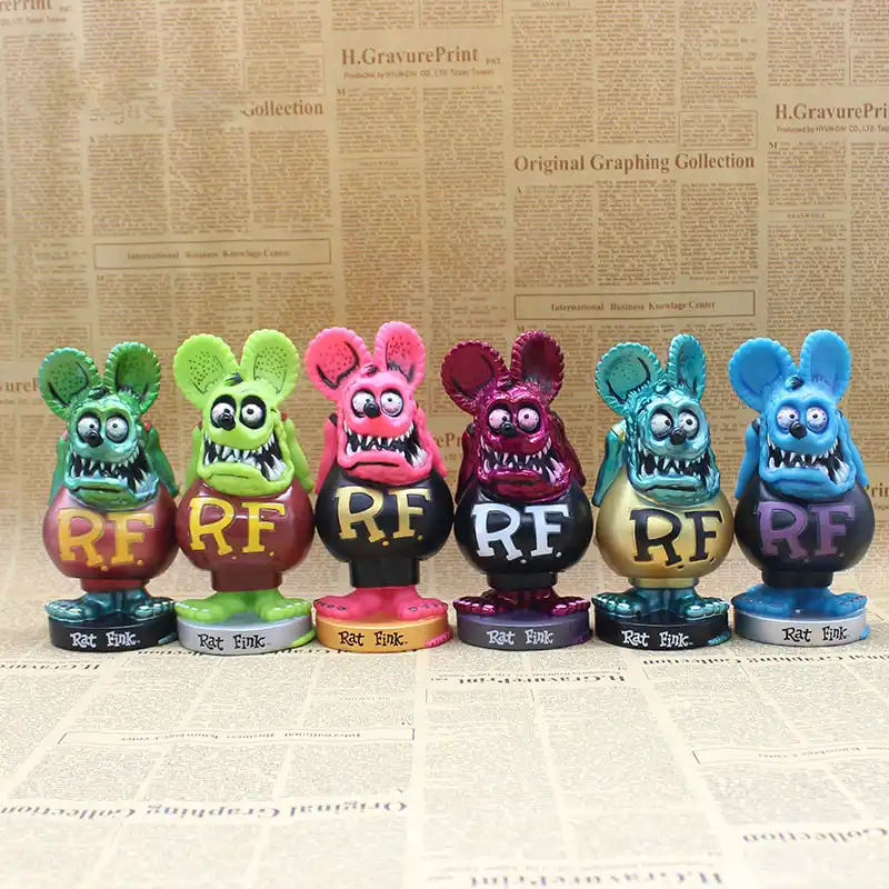 10cm Rat Fink PVC Action Figure Toy Collectible Model Doll Kids Gift Toys Decor