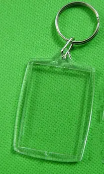 

5pcs/Lot Insert Photo Rectangle AcrylicPicture Frame With Key ring DIY Split Ring Gift Transparent Blank