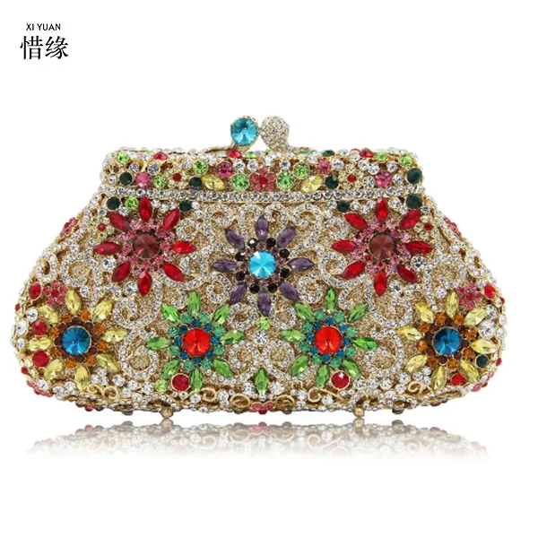 XIYUAN бренд блестящие Роскошные театральные сумочки драгоценный камень бриллиант кристалл Женский Повседневный клатч вечерние сумочки Свадебная сумка pochette женская сумка
