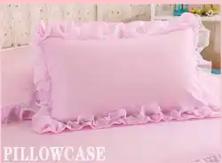 Korean Style Lace Pillow Cover Set - Elegant Solid Color Princess Bedding in White, Blue, or Purple (48x74cm) - Only pillow cose x2 (Pink)