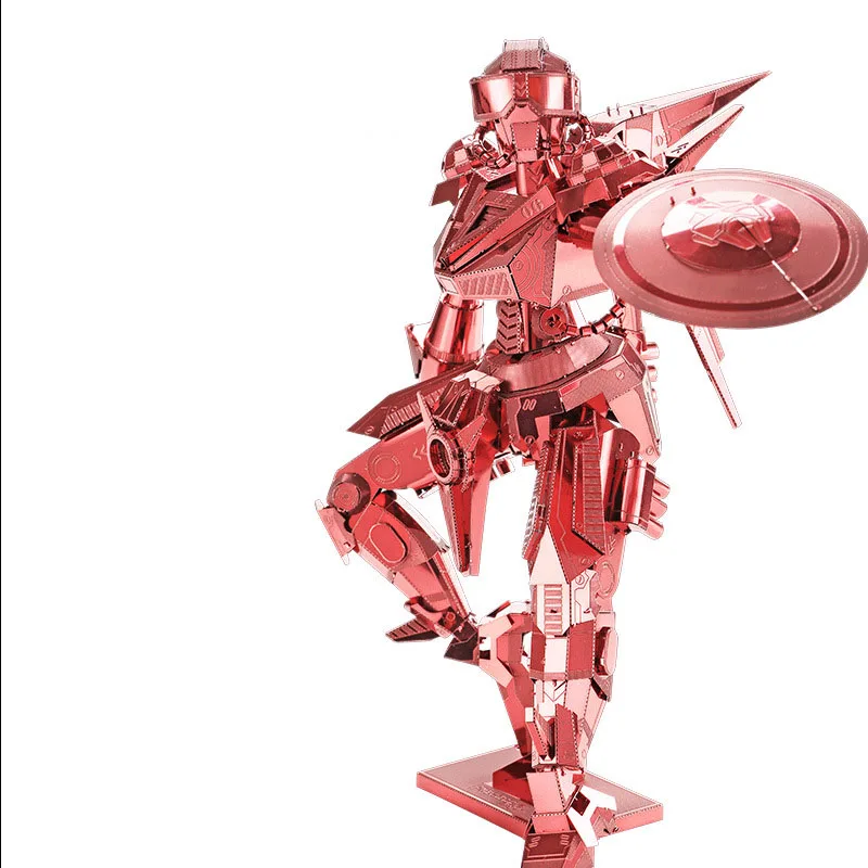 

7 Stars Difficulty Level 3D Metal Puzzle of "Shield Man Robots" Red Color 3D DIY Assembly Model Kits for Children GIft