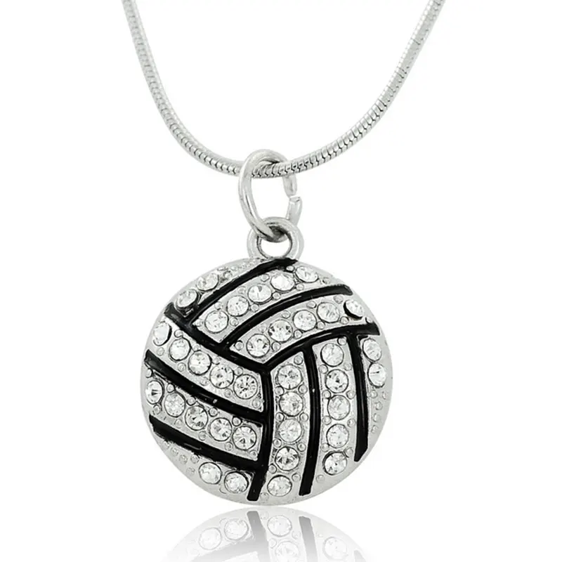 Women's Plaque Volleyball Necklace Sterling Silver Necklaces Pendants