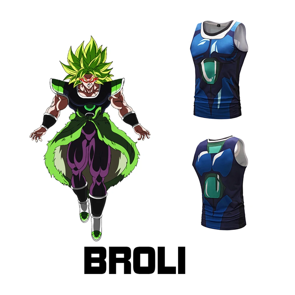 

DRAGON BALL vest men's summer Broli anime print sweatshirt youth running sleeveless t-shirt men's new cosplay anime costume