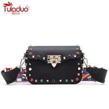High Quality PU Leather Women Crossbody Bags Fashion Color Rivet Design Women Shoulder Bags Color Shoulder Strap Ladies Bag 2017