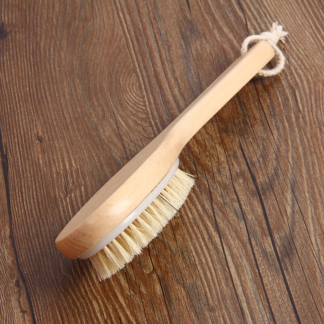 

Hot Wood Handle Natural Bristle Middle Handle Wooden Shower Body Bath Brush Body Dry Skin Exfoliation Brush