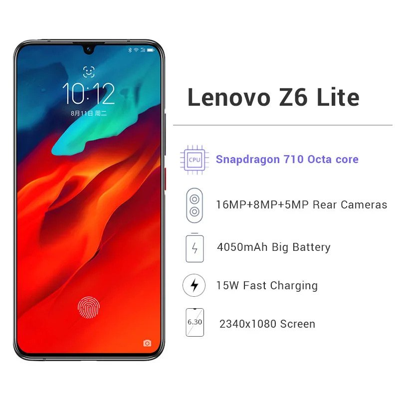 Глобальный Встроенная память lenovo Z6 Lite 4 Гб 64 мобильный телефон Snapdargon 710 Octa Core 6 3 &quot3