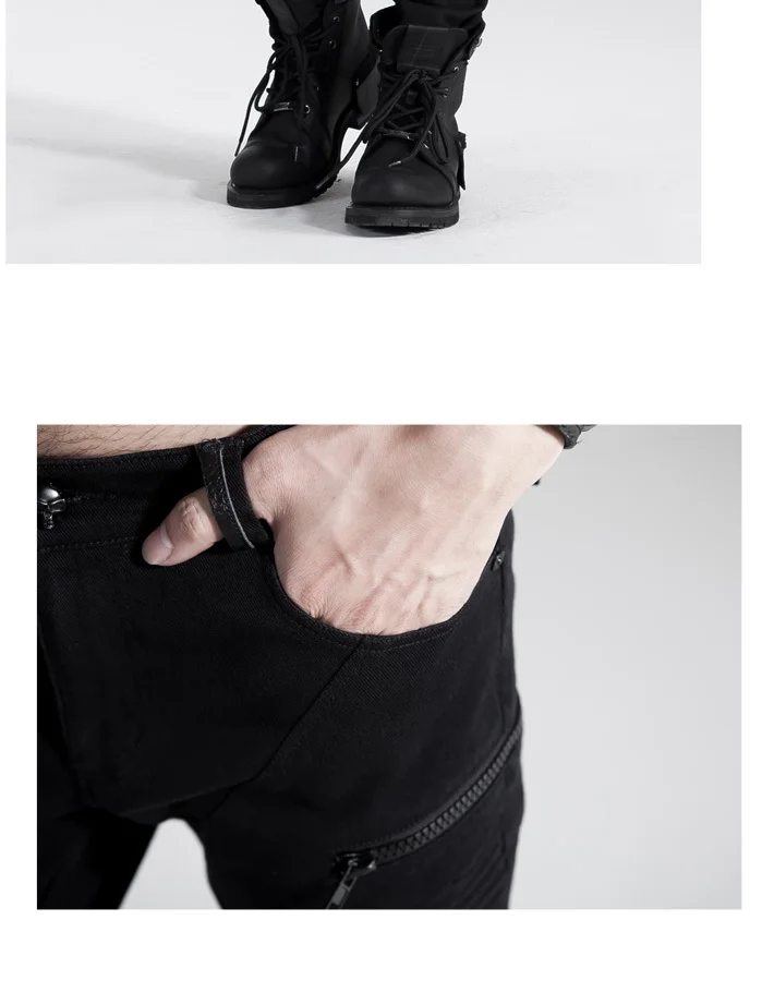 Панк рейв повседневные мужские штаны Готический Модный черный красивый стримпанк мотоциклетные K154