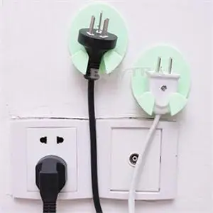 2 Pcs/lot Popular New Plastic Power Plug Holder House Keeping Storage Holders Racks Wall Adhesive Racks For Electrical Sockets