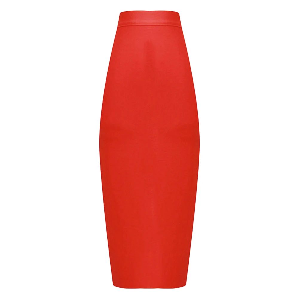 

BEAUKEY 2018 Red Long Split Pencil Bandage Skirt Mid Calf Long Bodycon Women Stretchable Split Skirt Wholesale XL