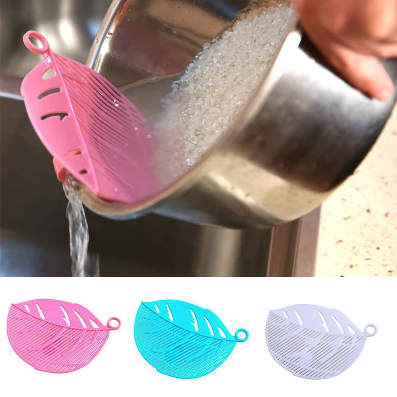 

Leaf Shape Durable Clean Rice Wash Sieve Beans Peas Cleaning Gadget Kitchen Clips Durable Strainers