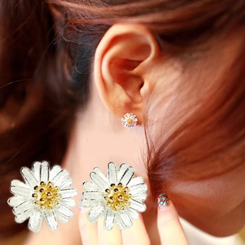 

New Design 925 Sterling Silver Daisy Flower Earrings for Women Christmas Girls Gift Fashion sterling-silver-jewelry