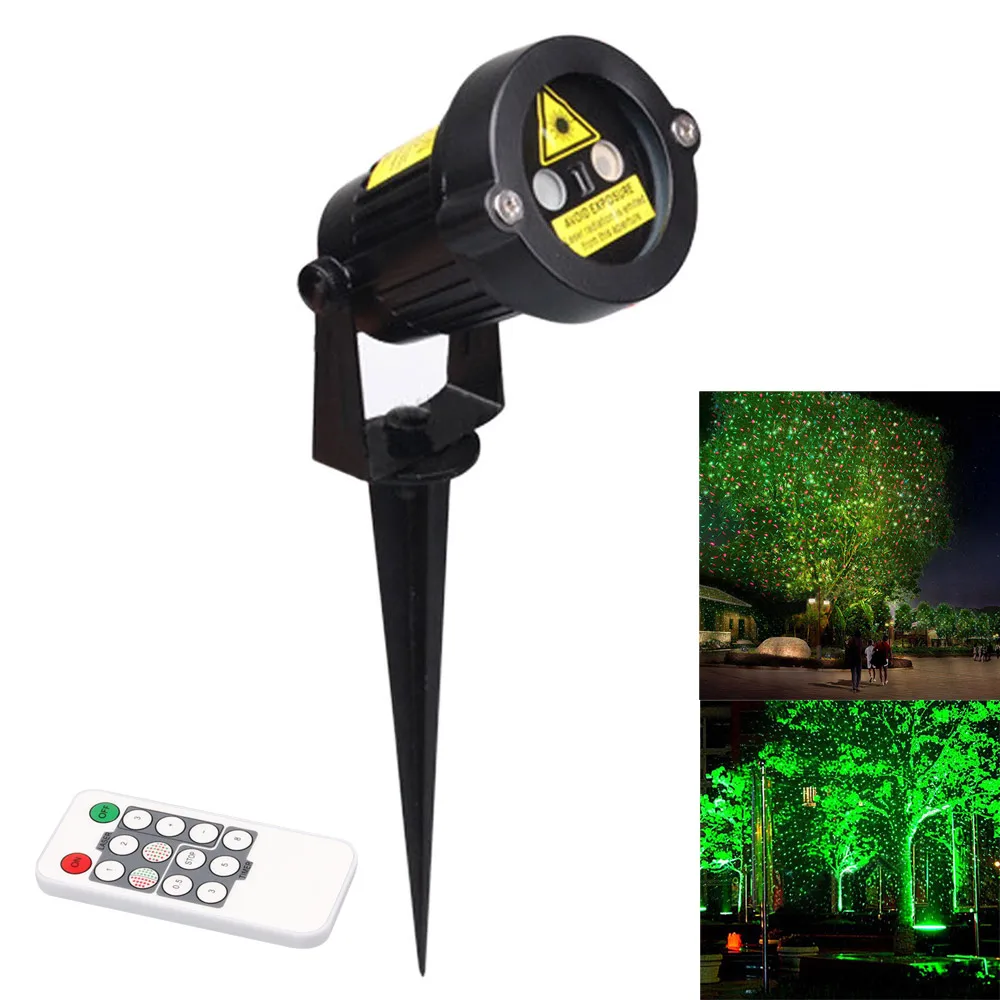 

Outdoor Waterproof Green & Red Garden Tree Laser landscape Projector with 10 Feet Cable Christmas Lights Star