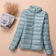 Зимняя женская ультра легкая пуховая куртка, теплая белая пуховая парка, куртка-пуховик, осенняя женская тонкая куртка, верхняя одежда, большие размеры SF1407