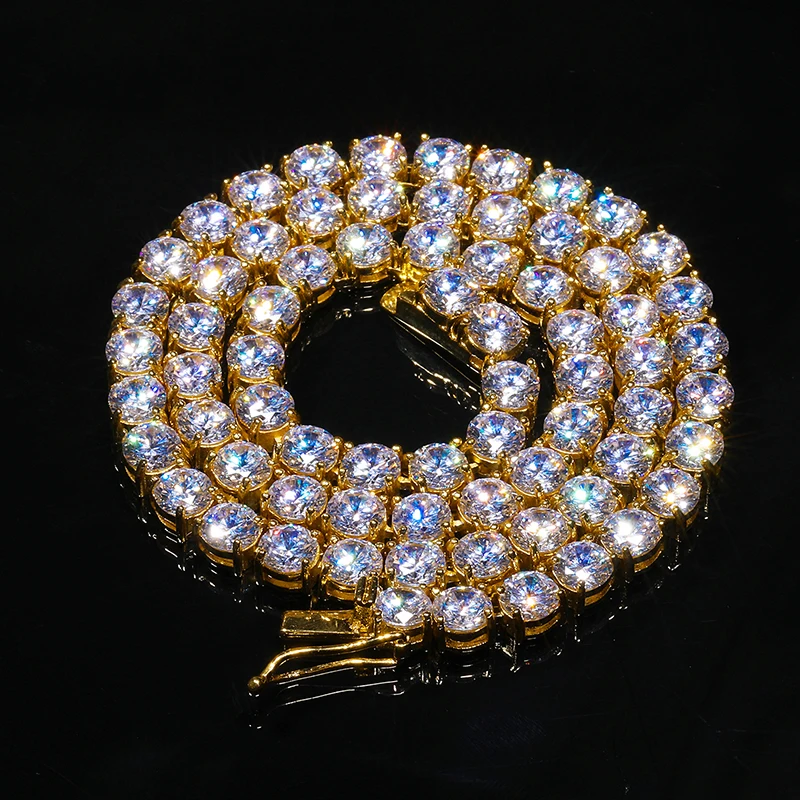 

Hip Hop 3/4/5mm Bright 1 Row Zircon Tennis Chain Necklace For Men Iced Out Bling Rhinestone Collar Hombre