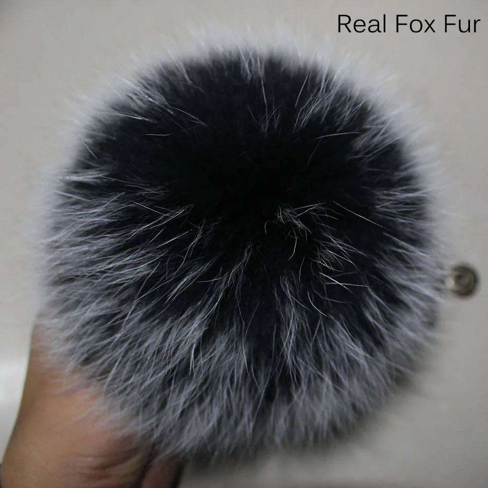 Nature Fur Pompom Fur Pom With Button DIY Fox Pompom Balls  Fur Pompon Fox Raccoon Pom Pom For Scarves Hats Bags  Accessories