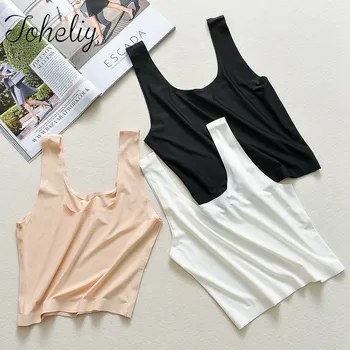 

Original Design NEW Women Summer white ice silk to prevent the light wrapped chest chest worn short paragraph vest thin section