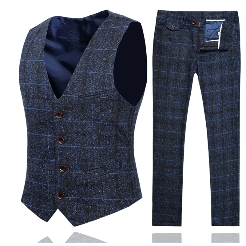Autumn and Winter Men Suit Pant and Vest Slim Design Business Mens Dress 2Piece Set Asia Size S M L XL XXL 5XL
