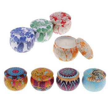 

4pcs/Set National Style Scented Candles Natural Soy Wax Portable Travel Tin Candle for Aromatherapy, Wedding, Yoga, Party, Home