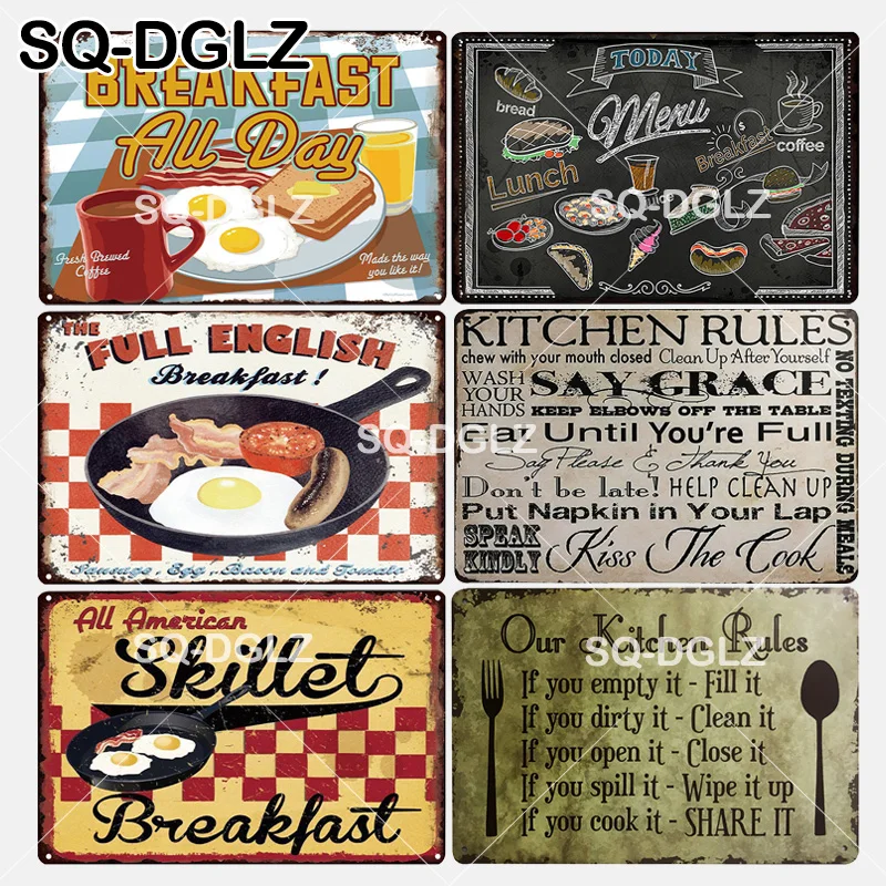 

[SQ-DGLZ] New Delicious Breakfast Tin Sign Wall Decor Kitchen Metal Crafts Painting Plaques Bathroom Rules Art Poster