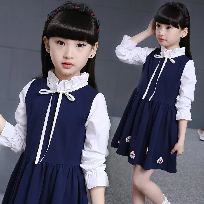 Girls'Long Sleeve Dresses 2009 New Princess Girls' Spring Dresses Children's Crown Korean Edition Children's Skirts