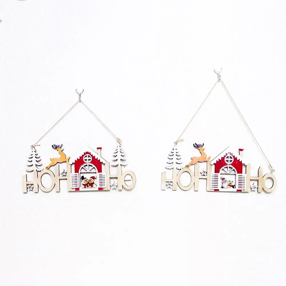 

New Home & Living Christmas Wooden Decor Tag Christmas Tree Hollow-out Letters Colored Painting White Wood Family Warm Pendant