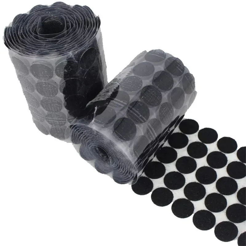 

10/15/20/25/30mm Self Adhesive Fastener Tape Hook Loop Strong Glue Magic Sticker Disc White Black Coins Hook Loop Tape Home Use