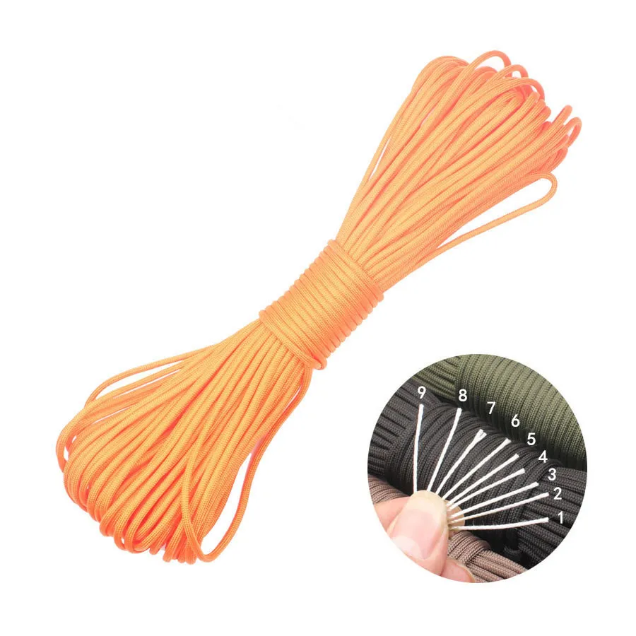 التخييم السماء 550 Paracord 9 ستراند 100FT مل المواصفات النوع الثالث Paracord في 550 المظلة الحبل بقاء في الهواء الطلق تسلق حبل ل الصيد