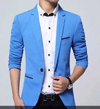 Мужской Блейзер, повседневный мужской пиджак, мужской вельветовый костюм, мужской костюм, плотное пальто, Блейзер, мужской костюм, ternos masculinos - Цвет: Небесно-голубой