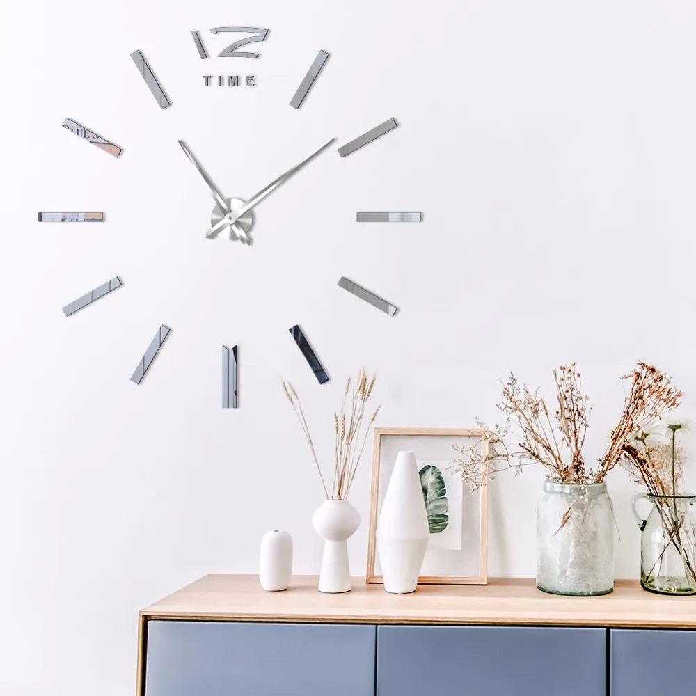 

2018 New Arrival Quartz Clocks Fashion Watches 3D Real Big Wall Clock Rushed Mirror Sticker Diy Living Room Decor