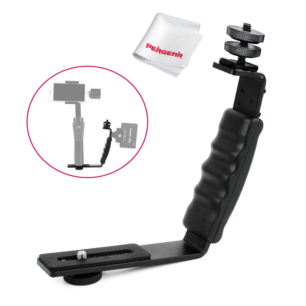 Дешево Pergear L кронштейн для фотографии микрофон Стенд Zhiyun Smooth Q 3 4 кран 2 с 2 горячий башмак крепления 1 4 \