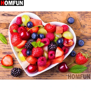 

HOMFUN Diamond Painting Cross Stitch "Fruit plate heart"5D DIY Diamond Embroidery Full Square/round Rhinestone Of Picture A21367